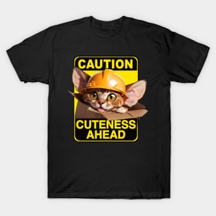 Devon Rex Cat Wearing Hardhat T-Shirt